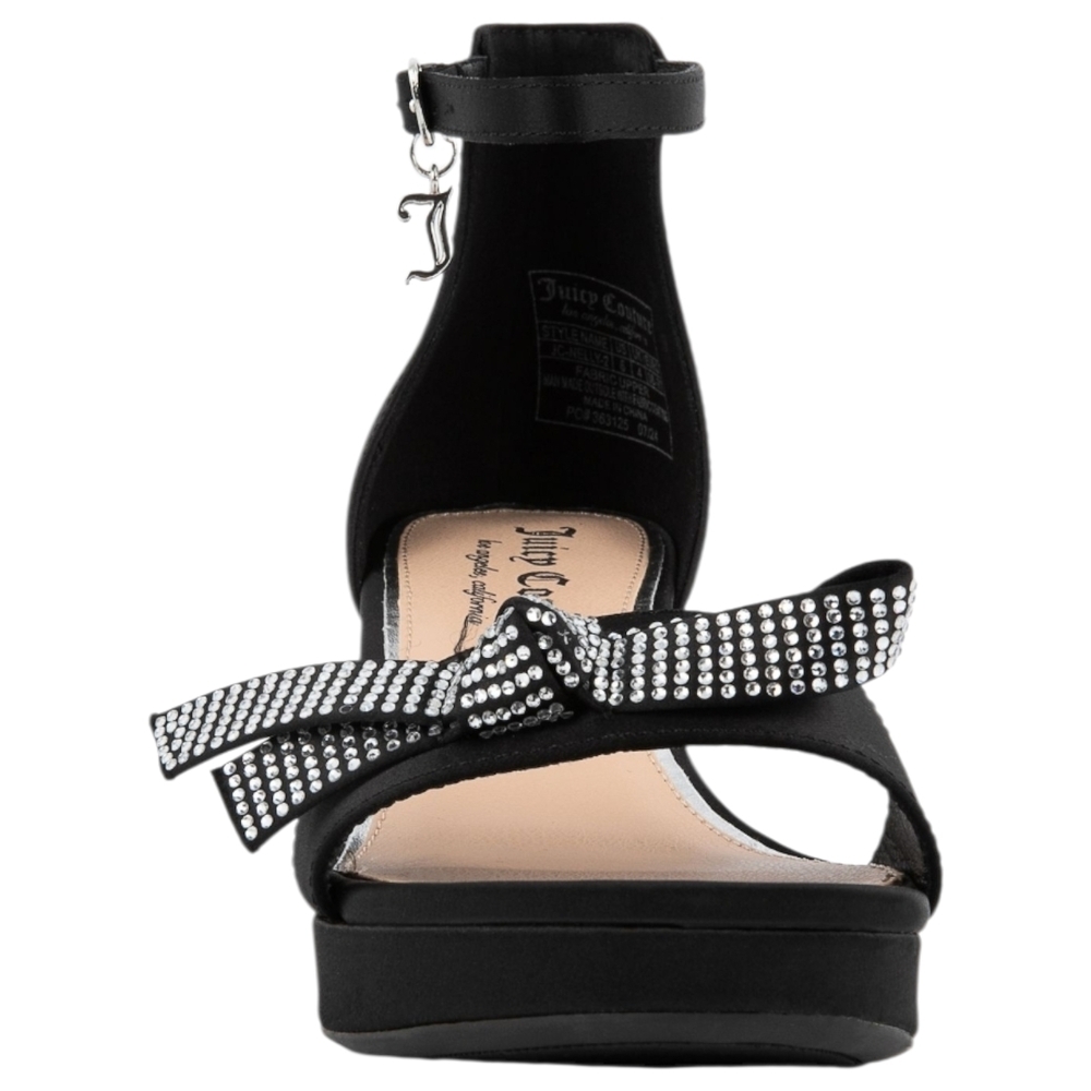 Juicy Couture Nelly 2 Open Toe Dress Sandals Black Satin Bow Heel Size 9 M - Picture 4 of 6